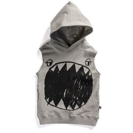 Minti S14 Sleeveless Pocket Hood Big Mouth Grey